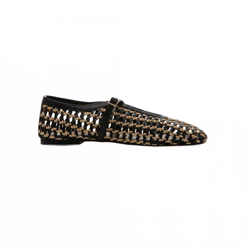 NEW 275 CENTRAL women's izabel mary jane strap flat in black raffia